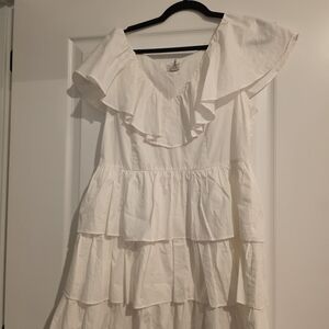 White Tiered Ruffle Dress
